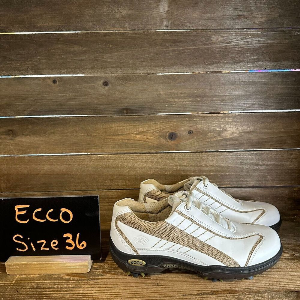 NIB Womens Ecco Casual Pitch HydroMax White Sand Sneakers Shoes Size EU 36